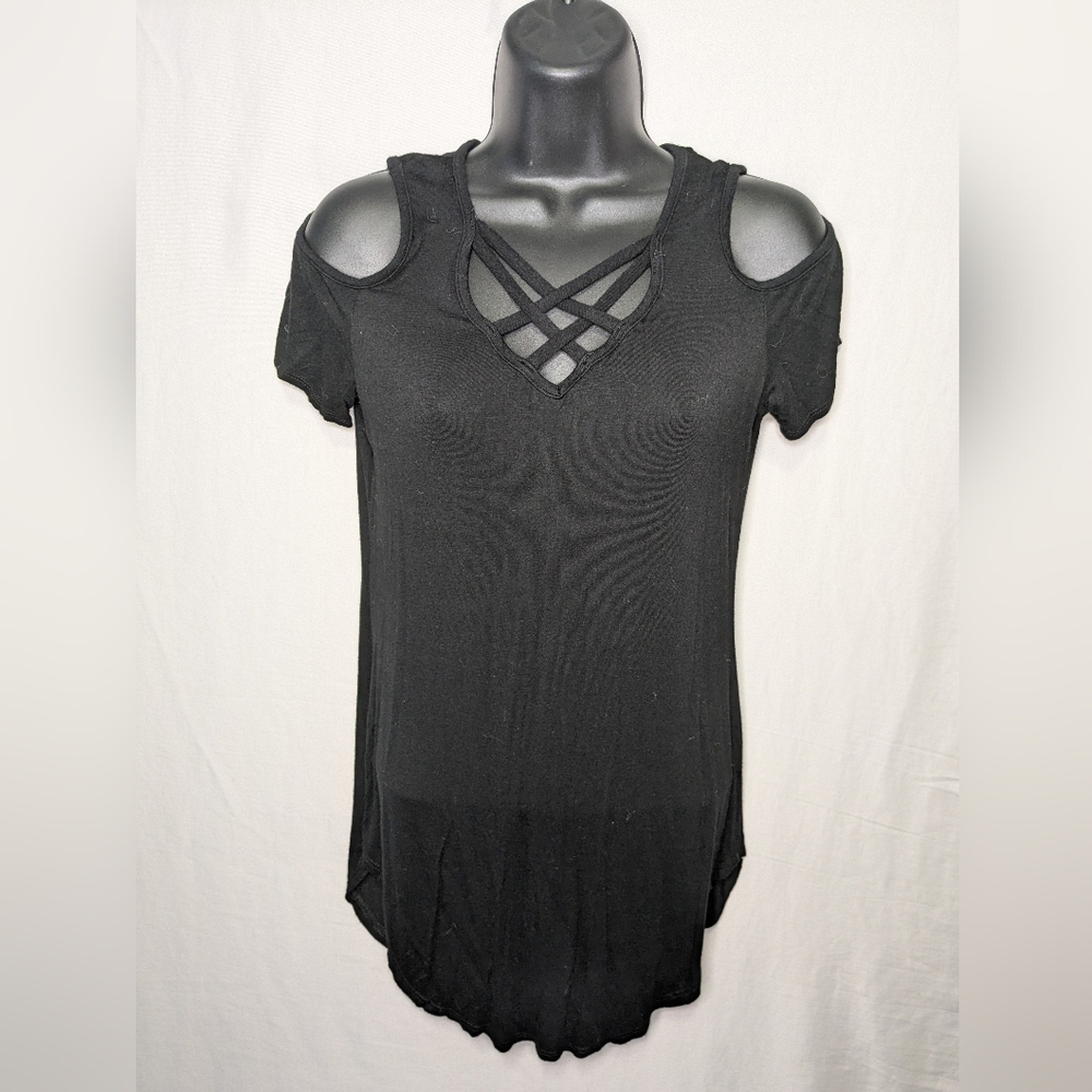 Black Tunic With Cutout Shoulders